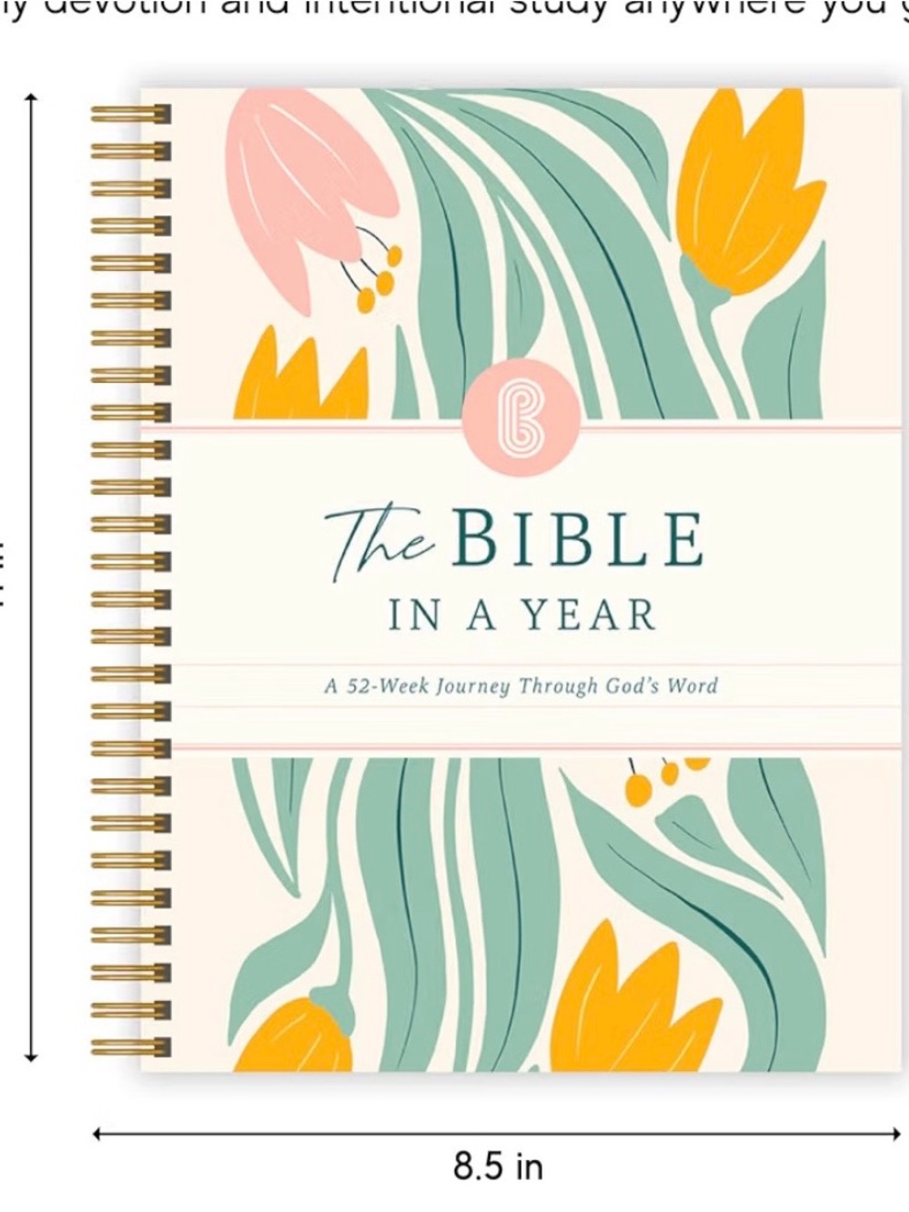The Bible in a Year Spiral Journal – Floral Yellow & Green